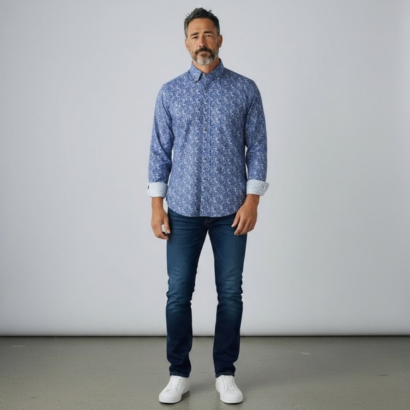 Robert Graham Ellicott Blue Abstract Print Button Down Shirt Men’s Small Cotton - Picture 16 of 16